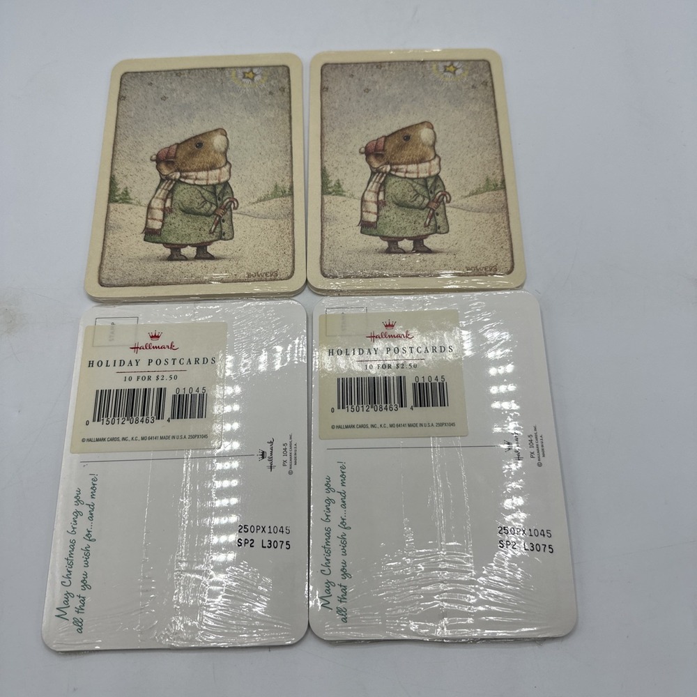 Hallmark Christmas Mouse Postcards.‎  Bowers Artist.  4 Packs Of 10